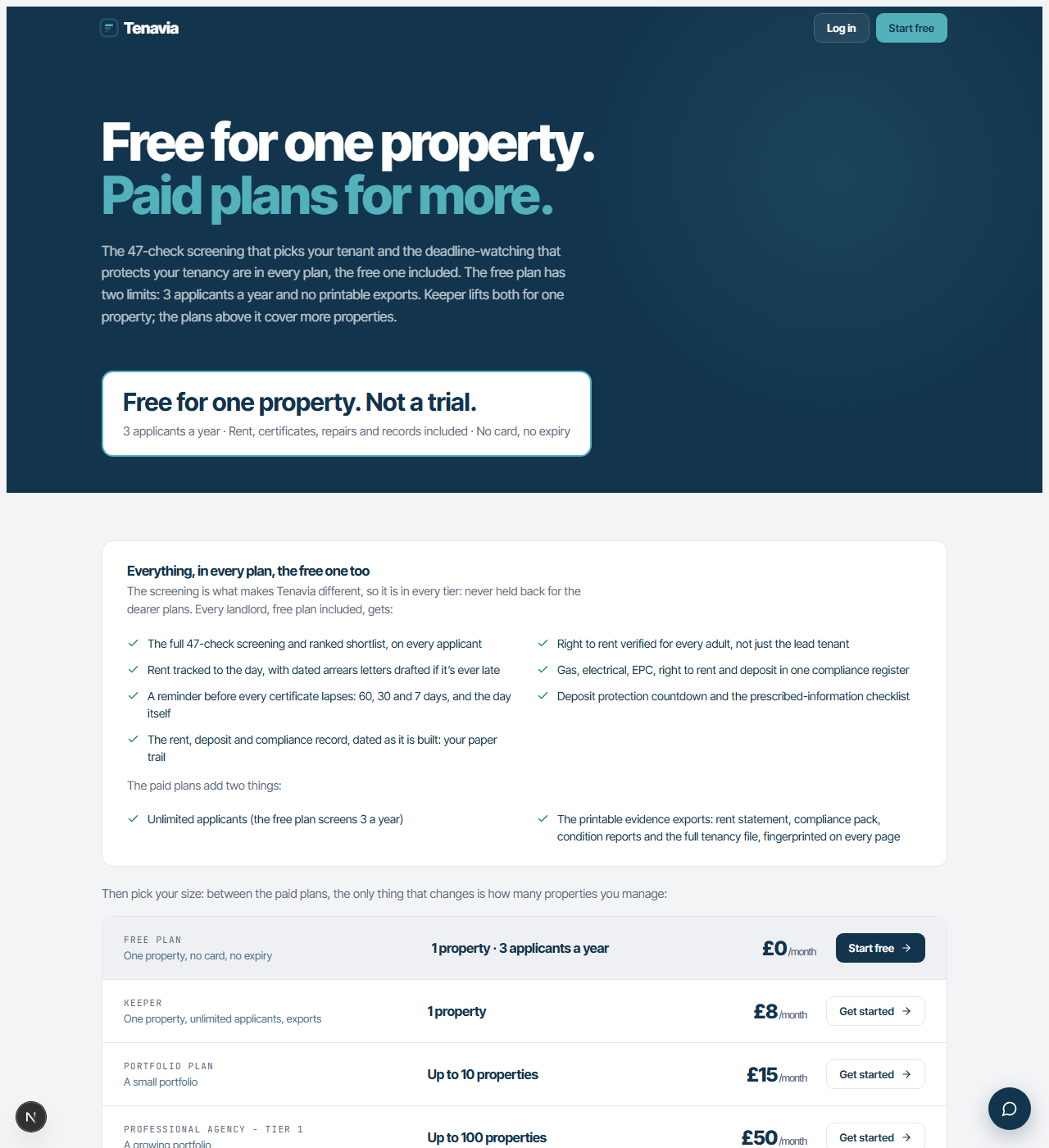 The pricing page